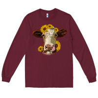 Burgundy hereford cattle sunflowers heifer Long Sleeve Tee - Jasminsmagicworld