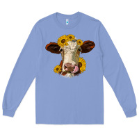 Colony Blue hereford cattle sunflowers heifer Long Sleeve Tee - Jasminsmagicworld