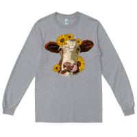 Heather Grey hereford cattle sunflowers heifer Long Sleeve Tee - Jasminsmagicworld