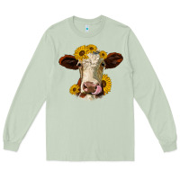 Matcha hereford cattle sunflowers heifer Long Sleeve Tee - Jasminsmagicworld