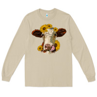 Mushroom hereford cattle sunflowers heifer Long Sleeve Tee - Jasminsmagicworld