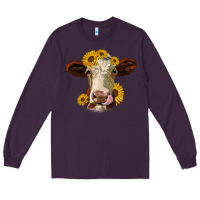 Plum hereford cattle sunflowers heifer Long Sleeve Tee - Jasminsmagicworld