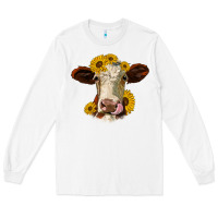 White hereford cattle sunflowers heifer Long Sleeve Tee - Jasminsmagicworld