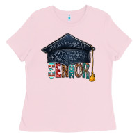 Bubblegum Pink senior 2023 graduation hat bbs Ladies Tee - BundleAndBundleShop