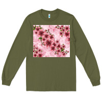 Army Green hibiscus flowers with glitter Long Sleeve Tee - TumblerDesignByShophia
