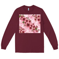 Burgundy hibiscus flowers with glitter Long Sleeve Tee - TumblerDesignByShophia