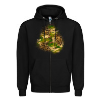 Black camouflage and leopard patch  3 Zipper Hoodie - BundleAndBundleShop