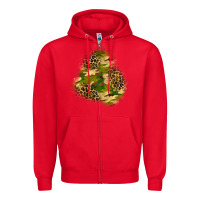 Red camouflage and leopard patch  3 Zipper Hoodie - BundleAndBundleShop