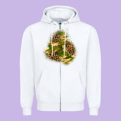 Camouflage And Leopard Patch  3 Zipper Hoodie Designed By Bundleandbundleshop