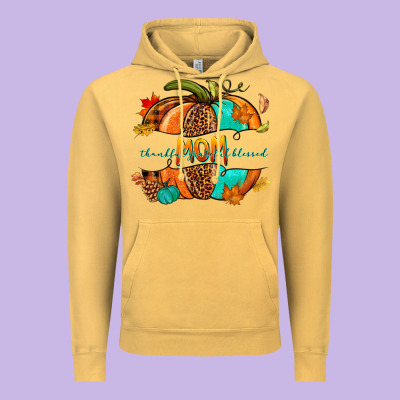Thankful Grateful Blessed Mom Pumpkin Vintage Hoodie Designed By Nancycooperartshop