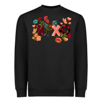 Black Rooster Valentine's Day xoxo Heavyweight Sweatshirt - FaDigitalArtStudio