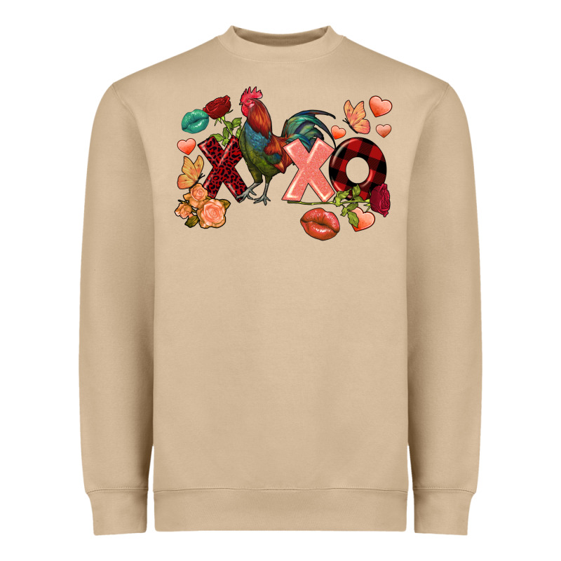 Rooster Valentine's Day Xoxo Heavyweight Sweatshirt by FaDigitalArtStudio | Teevron
