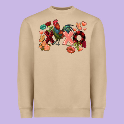 Rooster Valentine's Day Xoxo Heavyweight Sweatshirt Designed By Fadigitalartstudio