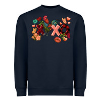 Navy Rooster Valentine's Day xoxo Heavyweight Sweatshirt - FaDigitalArtStudio