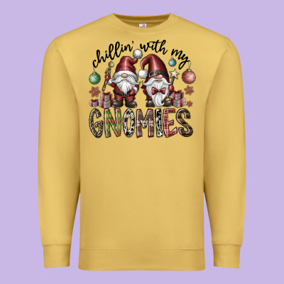 Chillin With My Gnomies Premium Sweatshirt Designed By Cowhidedigitalart