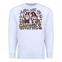 White Chillin With My Gnomies Premium Sweatshirt - CowhideDigitalArt
