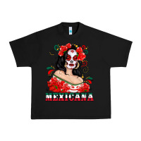 Black Mexicana with Skull Girl Urban Heavy Tee - texasbilliewilder