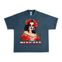Midnight Navy Mexicana with Skull Girl Urban Heavy Tee - texasbilliewilder