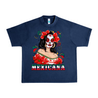 Navy Mexicana with Skull Girl Urban Heavy Tee - texasbilliewilder