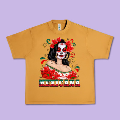 Mexicana With Skull Girl Urban Heavy Tee Designed By Texasbilliewilder