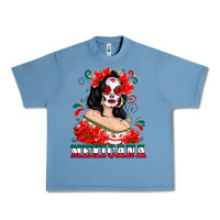 Pebble Blue Mexicana with Skull Girl Urban Heavy Tee - texasbilliewilder