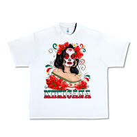 White Mexicana with Skull Girl Urban Heavy Tee - texasbilliewilder