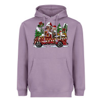 Lavender festive farm animal christmas truck Heavyweight Hoodie - CowhideDigitalArt