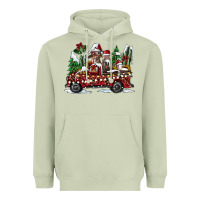 Matcha festive farm animal christmas truck Heavyweight Hoodie - CowhideDigitalArt