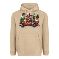 Mushroom festive farm animal christmas truck Heavyweight Hoodie - CowhideDigitalArt
