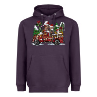Plum festive farm animal christmas truck Heavyweight Hoodie - CowhideDigitalArt