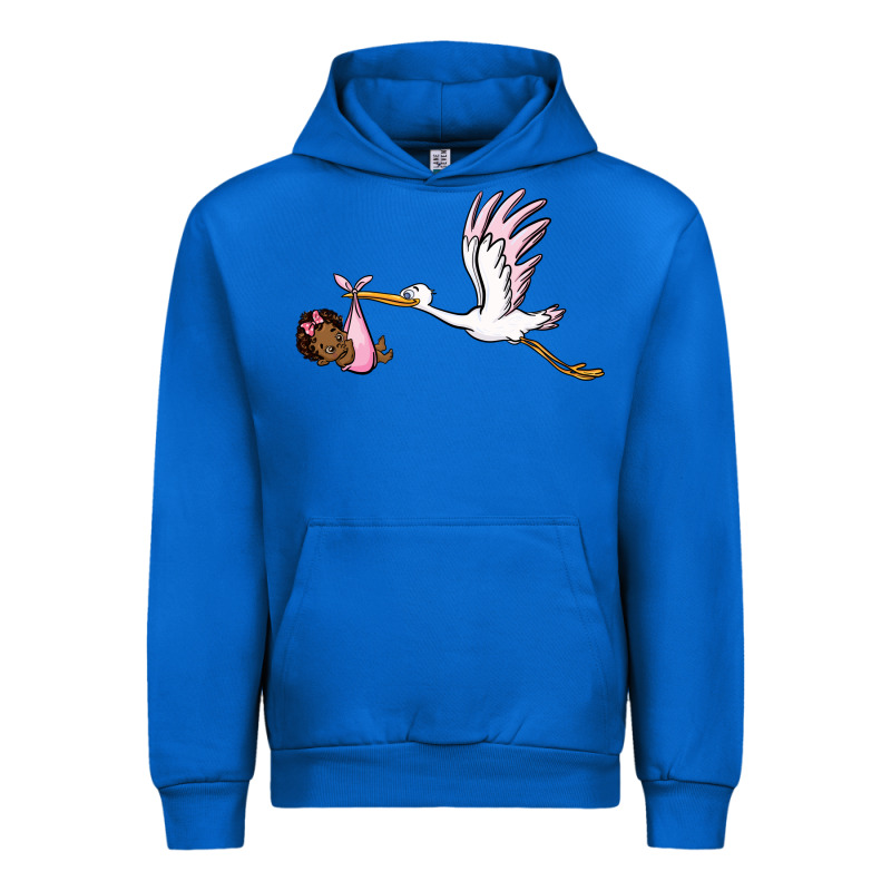Stork With Black Baby Girl Urban Hoodie by BarkalooDesign | Teevron
