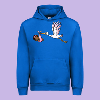 Stork With Black Baby Girl Urban Hoodie Designed By Barkaloodesign