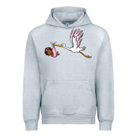 Heather Grey stork with black baby girl Urban Hoodie - BarkalooDesign