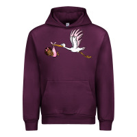 Mauve Wine stork with black baby girl Urban Hoodie - BarkalooDesign