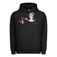 Pigment Black stork with black baby girl Urban Hoodie - BarkalooDesign
