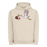 Pigment French Oak stork with black baby girl Urban Hoodie - BarkalooDesign