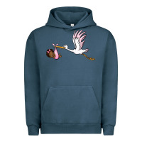 Pigment Midnight Navy stork with black baby girl Urban Hoodie - BarkalooDesign