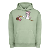 Pigment Oil Green stork with black baby girl Urban Hoodie - BarkalooDesign