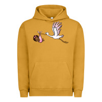 Pigment Peanut Butter stork with black baby girl Urban Hoodie - BarkalooDesign