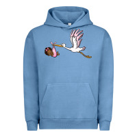 Pigment Pebble Blue stork with black baby girl Urban Hoodie - BarkalooDesign