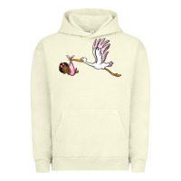 Pigment Pistachio stork with black baby girl Urban Hoodie - BarkalooDesign