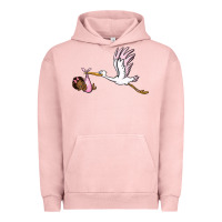 Pigment Salmon stork with black baby girl Urban Hoodie - BarkalooDesign