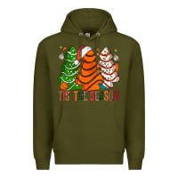 Army Green Tis' The Season Basketball Christmas Cakes Premium Hoodie - BundleAndBundleShop