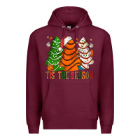 Burgundy Tis' The Season Basketball Christmas Cakes Premium Hoodie - BundleAndBundleShop