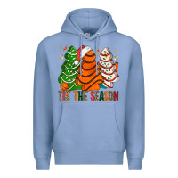 Colony Blue Tis' The Season Basketball Christmas Cakes Premium Hoodie - BundleAndBundleShop
