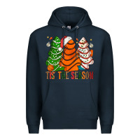 Navy Tis' The Season Basketball Christmas Cakes Premium Hoodie - BundleAndBundleShop