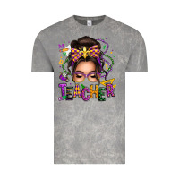 Cloud Rock mardi gras teacher caucasian messy bun Vintage Tee - texasbilliewilder