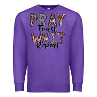 Purple Pray Trust Wait Repeat Premium Sweatshirt - CowhideDigitalArt