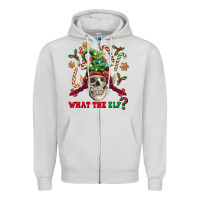 Dove Grey what the elf skull Zipper Hoodie - FaDigitalArtStudio