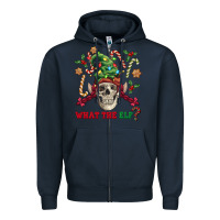 Navy what the elf skull Zipper Hoodie - FaDigitalArtStudio